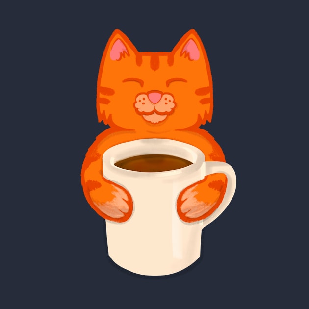 Orange Cat drinking Coffee by SusanaDesigns