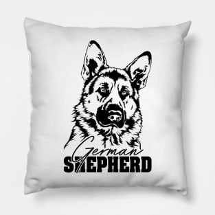 Proud K9 German Shepherd dog portrait Pillow