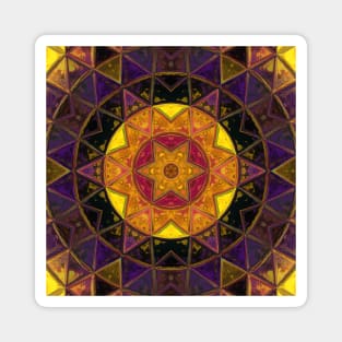 Mosaic Kaleidoscope Flower Purple Yellow and Pink Magnet