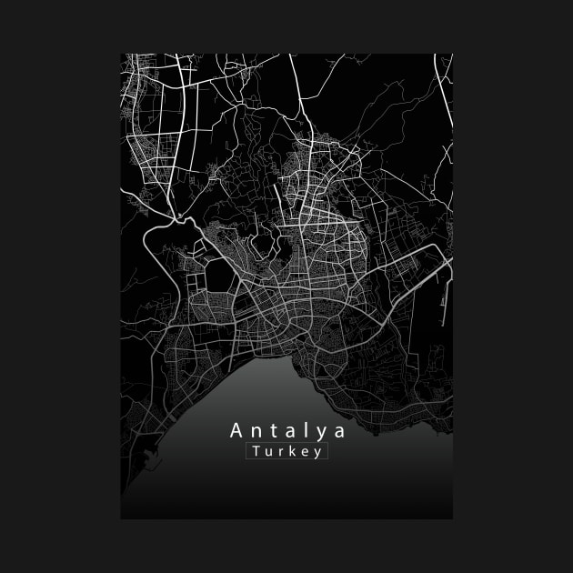 Antalya Turkey City Map dark by Robin-Niemczyk