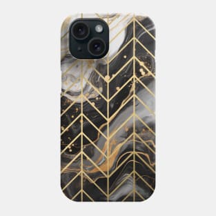 Black & Gold Marble Chevron Phone Case