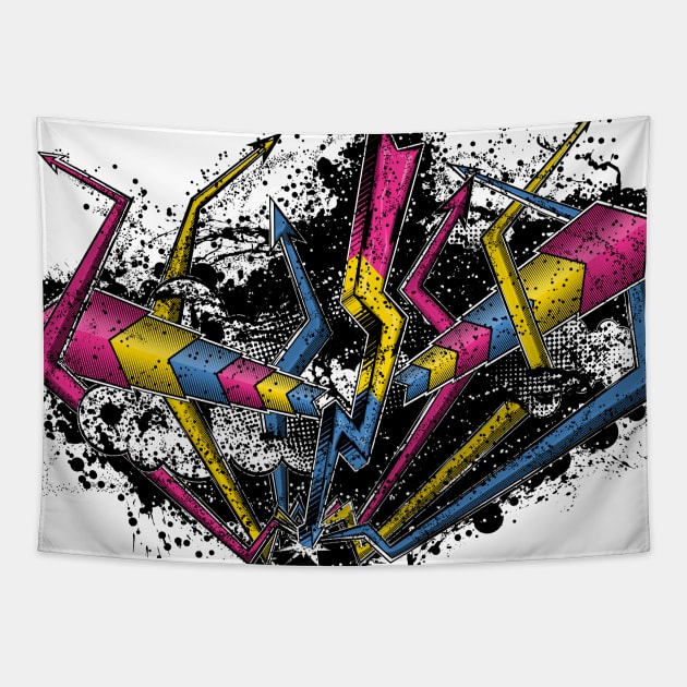 Grunge Graffiti Pansexual Lightning and Arrows Tapestry by LiveLoudGraphics