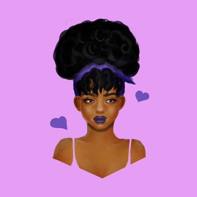 Black girl with a purple headscarf by Lola Novato