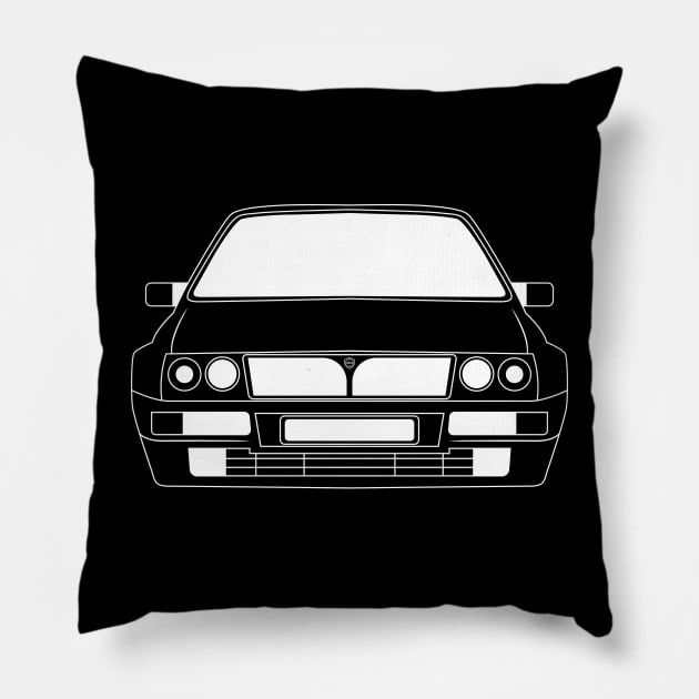 Lancia Delta Integrale White Outline Pillow by kindacoolbutnotreally
