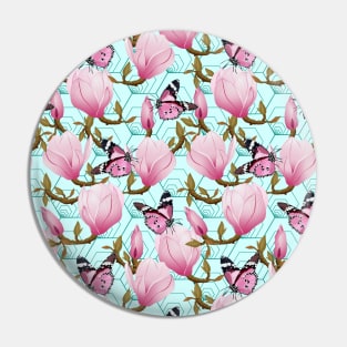 Butterflies And Magnolia Pattern Pin