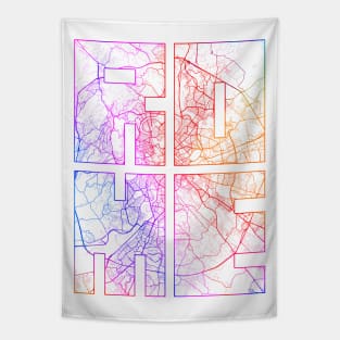 Rome, Italy City Map Typography - Colorful Tapestry