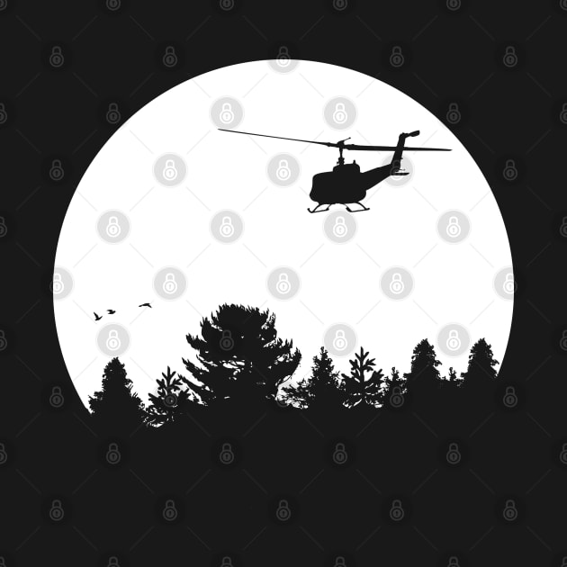 Helicopter in Moon Night - The Pine Forest by HappyGiftArt