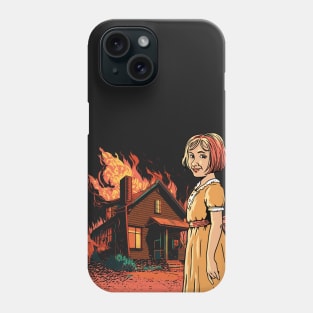 Funny Internet Meme Smiling Girl with Burning House // F Around and Find Out Phone Case