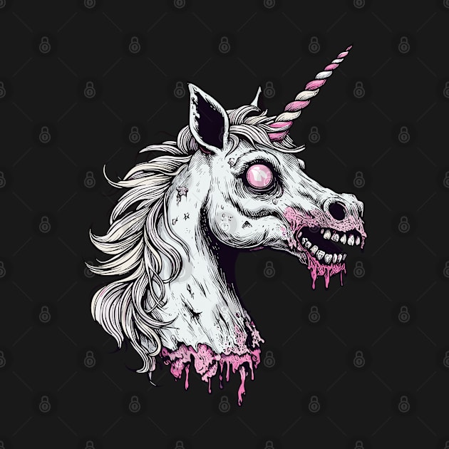 Unicorn Zombie Head by katzura