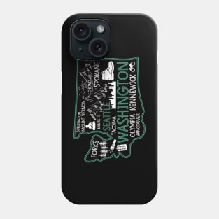 Washington Seattle cute map Tacoma Kennewick Forks Spokane Phone Case