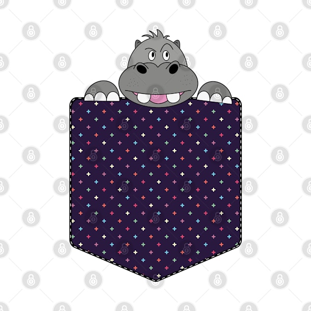 breast pocket sweet cute hippo hippopotamus gift by MrTeee