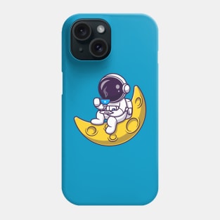 Cute Astronaut Drinking Coffee On The Moon Cartoon Phone Case