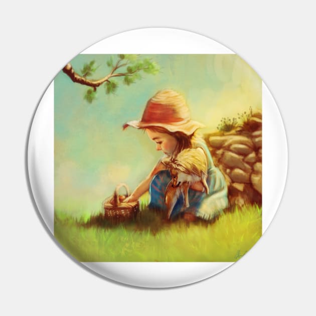 Girl having a picnic with her dog Pin by Artofokan