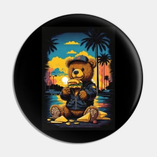 teddy bear eating cheeseburger Pin