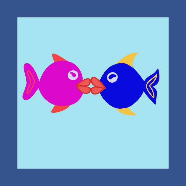 Illustrated kissing fish by Ninadventurous