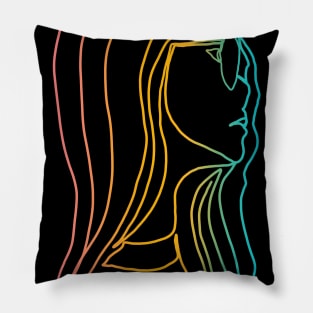 One Line Art - Girl Portrait Pillow