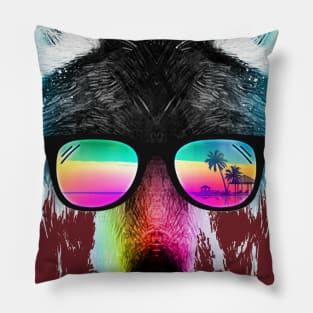 Color wolf with glasses Pillow