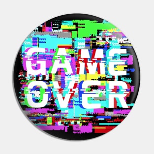 Game Over on glitch effect pixel noise Pin