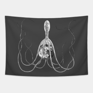 Octopus with moon, surreal vintage artwork Tapestry