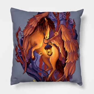 Pegasus in the night forest Pillow