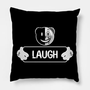 Creepy clown emoji - LAUGH - Whtie- Clown World Series - 1W Goth line gifts and merchs Pillow