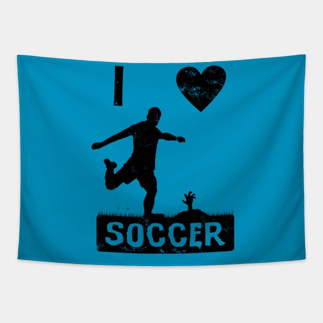 I Love Soccer soccer player Tapestry by Lomitasu