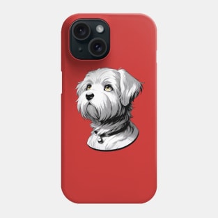 Stunning and Cool Dandie Dinmont Terrier Monochrome and Gold Portrait for Father's Day Phone Case