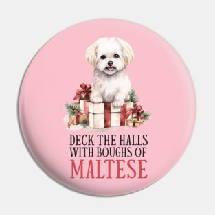 Maltese Christmas Print Pin