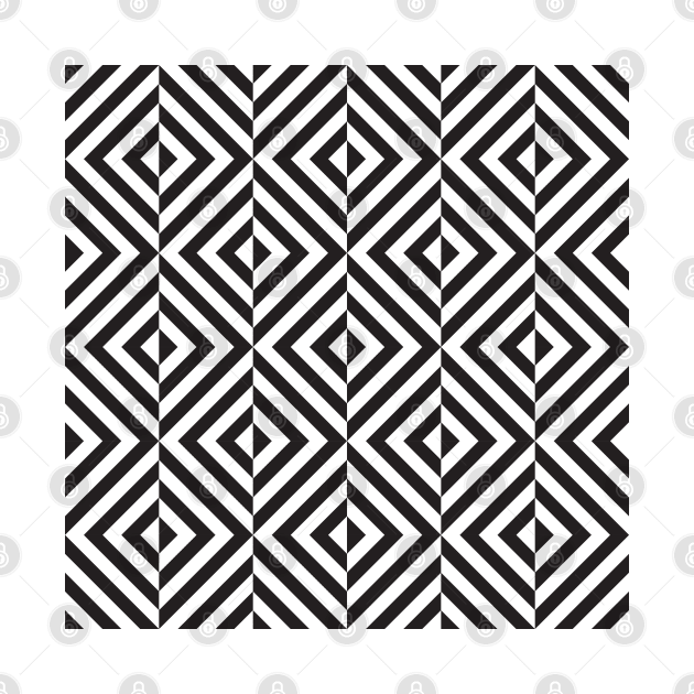 Black and white diamond optical illusion pattern by kallyfactory