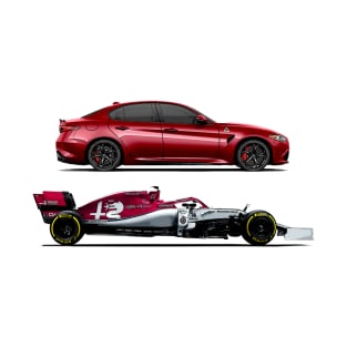 Alfa Romeo Giulia QV & F1 Car T-Shirt