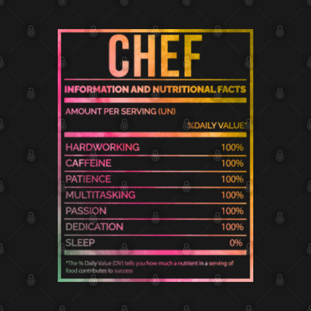 Discover Awesome And Funny Nutrition Label Chef Chefs Cooking Cook Restaurant Saying Quote For A Birthday Or Christmas - Chefs - T-Shirt