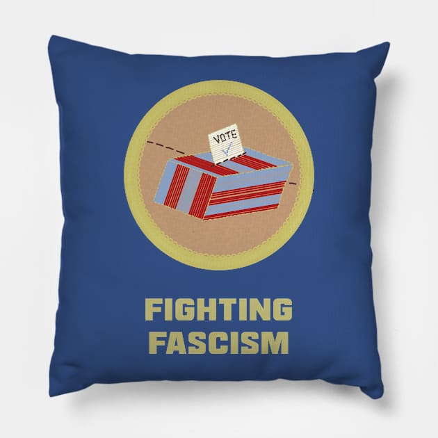 Merit Badge for Voting Out Fascists Pillow by LochNestFarm