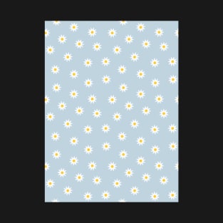 Daisy Flower Pattern, Blue T-Shirt