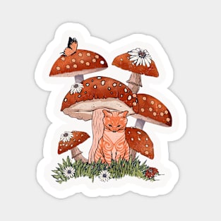 Cat and Mushroom Magnet