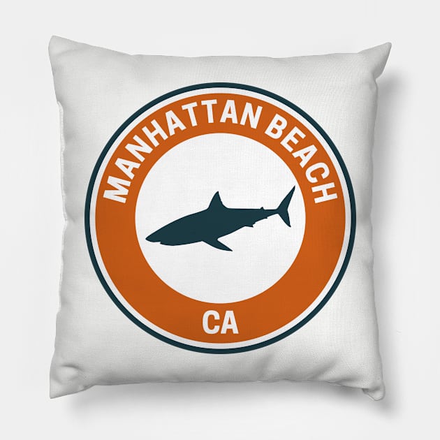 Vintage Manhattan Beach California Pillow by fearcity