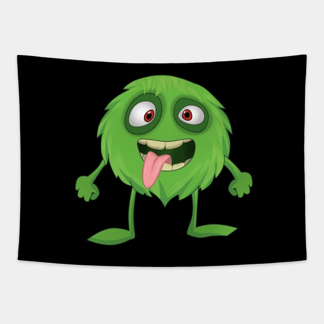 Halloween Trick Or Treat Cute Little Green Monster Tapestry by Gothic Rose Designs