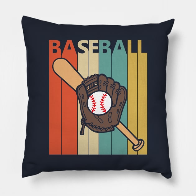 Vintage Baseball Equipment Pillow by GWENT