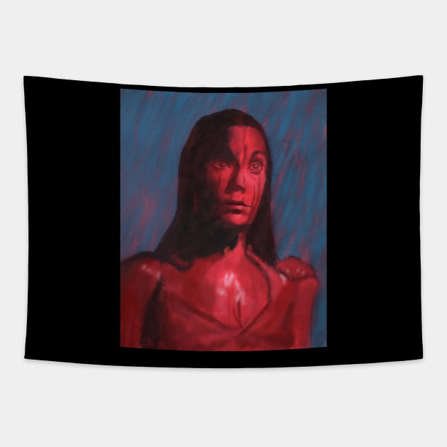 Carrie Horror Art Digital Portrait Tapestry by ianoz