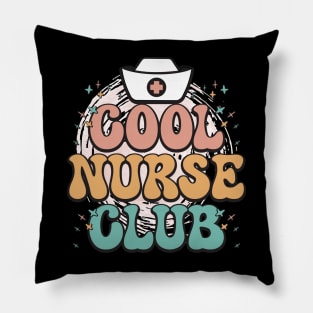 Cool Nurse Club Healthcare Worker Nurse Life Groovy Retro Pillow