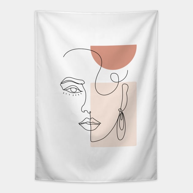 minimal woman face line art Tapestry by DorisciciLine