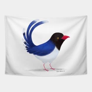 Red Billed Blue Magpie Tapestry