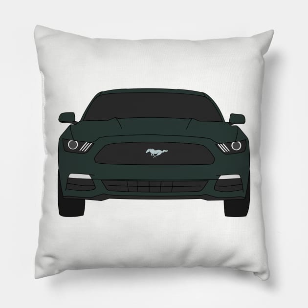 Ford Mustang Front End Guard Green Pillow by Jessimk