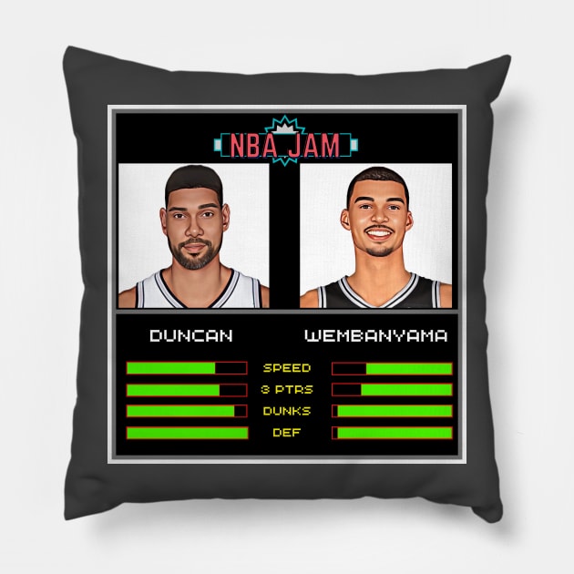 Duncan & Wembanyama - NBA Jam Edition Pillow by M.I.M.P.