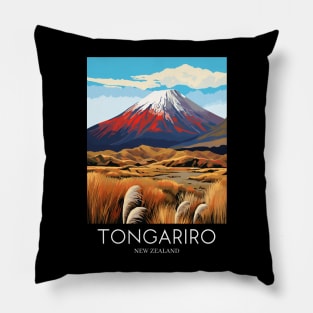 A Pop Art Travel Print of Tongariro National Park - New Zealand Pillow