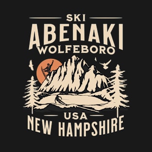 Abenaki ski and Snowboarding Gift: Hit the Slopes in Style at Exeter, Wolfeboro New Hampshire Iconic American Mountain Resort T-Shirt