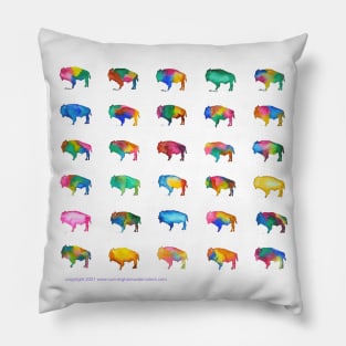 Multicolored Watercolor Buffalo Bison Pillow