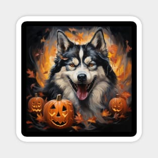 Halloween Alaskan Malamute Magnet