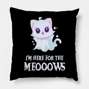 Cute Ghost Kitty Fun Halloween Cat Lover Pillow