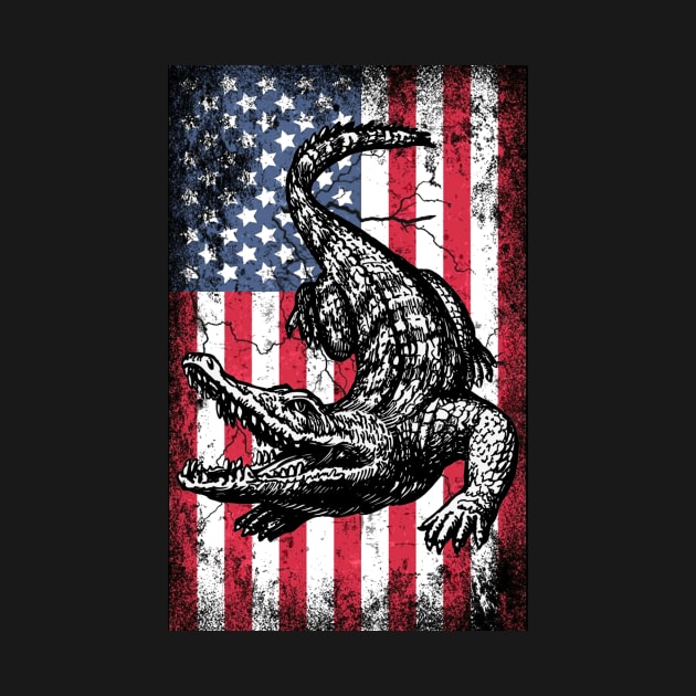 Patriotic Crocodile American Flag by Sinclairmccallsavd