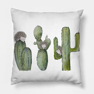 Hedgehogs on cactus Pillow